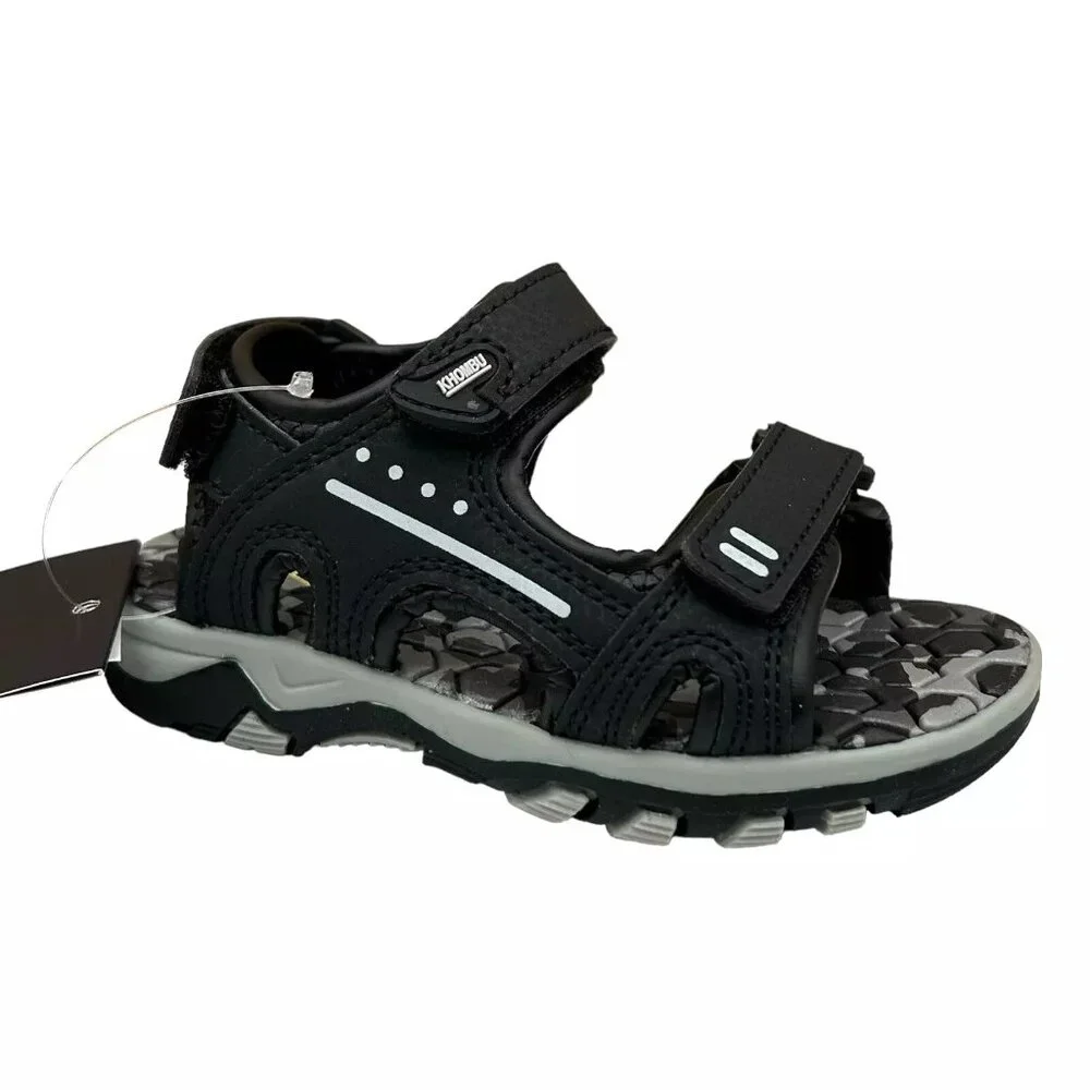 Khombu Toddler Boy's Strappy Sandals Size 7 Black Sporty Style Adjustable Straps